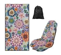TOADDMOS Boho Flowers Car Seat Towel Waterproof Sweat Towels Seats Cover for Post Gym Workout Running Swimming Beach and Hiking Absorbent Soft Beach Towel Car Seat Covers
