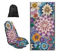 TOADDMOS Boho Flowers Car Towel Cushion Cover Stain Resistant Seat Cushion Protection Non Slip Backing Sweatproof Cushion Protector Universal Fit for Most Cars,SUVs,Sedans