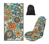 TOADDMOS Boho Flowers Seat Cover Towel Sweat-Absorbent Towels Cloth for Post Gym Workout Running Swimming Beach and Hiking Non Slip Backing Sweatproof Cushion Protector