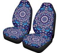 TOADDMOS Boho Mandala Car Seat Covers Front Set Floral Premium Polyester Seat Covers Comfort Decorative Front Bucket Seat Cover for Cars Sedans Truck SUV Vans