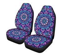 TOADDMOS Boho Seamless Mandala Floral Purple Universal 2 PCS Front Seat Cover Durable Bucket Seat Protectors,Ethnic Tribal Design Auto Interior Accessory Fit for Most Vehilces