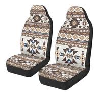 TOADDMOS Brown Aztec Car Seat Covers Front Seats Nonslip Auto Interior Accessories 2 Pcs Set Stretch Polyester Fabric Cover Automobile Front Seat Covers for Cars SUV Sedans