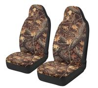 TOADDMOS Brown Camo Hunting Car Front Seat Covers Nonslip 2 Pack Car Seat Covers for Front Seats Elastic Polyester Protection Interior Accessories Universal Fit for Car SUV Sedans