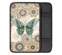 TOADDMOS Butterfly Auto Center Console Pad Nonslip Boho Floral Auto Armrest Seat Box Cover Protector Elastic Polyester Car Interior Accessories Universal Fit for Car SUV Sedans