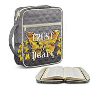 TOADDMOS Butterfly Bible Bags for Women Sunflower Quilted Bible Carrying Case with Handle & Multi Pockets Portable Quilted Carrying Bible Study Supplies Accessories for Girls