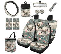 TOADDMOS Butterfly Boho Flower Automobile Seat Covers Full Set 15 Pack Steering Wheel Cover Car Garbage Can Rear View Mirror Cover Auto Seat Belt Cover Fit for Cars Sedan SUV