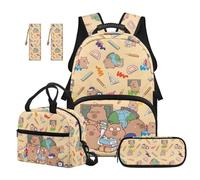 TOADDMOS Capybara 5Pcs Boys Backpack Set with Lunch Box Multifunctional Pencil Case 2 Piece Bookmark Large Capacity School Bag for Elementary High School