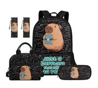 TOADDMOS Capybara Backpack School Set 5Pcs with Portable Lunch Bag Multifunctional Pencil Case 2Pcs Bookmark for Boys Girls Elementary Middle School