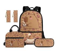 TOADDMOS Capybara Kids Backpack Set 5Pcs with Lunch Box Multifunctional Pencil Case 2Pcs Bookmark Cute Capybara Bookbag for Elementary Primary Middle School