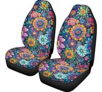 TOADDMOS Car Seat Covers Universal Fit Most Vehicles Boho Floral Blossoms 2 Packs Automotive Interior Accessories Fits Most Cars, Sedans, Vans, Trucks
