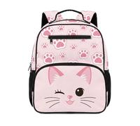 TOADDMOS Cat Pink Paw Preschool Backpack for Boys Girls Ages 2-5, 13.5 Inch Toddler Kids School Bag, Lightweight Bookbag Fits Folder for Daycare, Pre-K and Travel