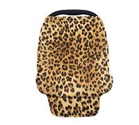 TOADDMOS Classic Leopard Animal Print Stretchy Car Seat Cover for Babies,Cheetah Nursing Cover Breastfeeding Cover,Soft Breathable Infant Carseat Canopy,Shopping Cart/High Chair/Stroller Covers