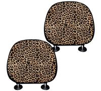 TOADDMOS Classic Leopard Animal Print Universal Headrest Covers - Set of 2 Car Seat Head Rest Cover,Auto Decor Accessories
