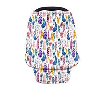 TOADDMOS Colorful Feathers Dream Catcher Print Soft Stretchy Car Seat Covers for Baby,Multi-Use Nursing Cover Carseat Canopy/Breastfeeding Cover/High Chair Shopping Cart Cover