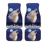 TOADDMOS Cool Moon Wolf Blue Galaxy 4pc Front & Rear for Car SUV Truck Van,All Season Protection Universal Fit Carpet Floor Mats Set for Men