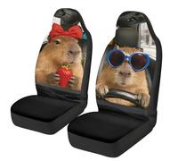 TOADDMOS Cute Capybara Car Front Seat Covers Comfortable Car Seat Covers Full Set of 2 Stretch Polyester Fabric Cover Automotive Interior Seats Covers for Most Cars SUV Sedans