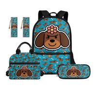 TOADDMOS Cute Dachshund 5 Piece School Backpack Set with Lunch Bag Pen Bag 2 Piece Bookmark and Compartments for Elementary Middle School Kids
