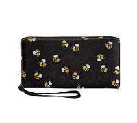 TOADDMOS Cute Honey Bee Print Ladies Purse Wallet PU Leather Zip Coin Card Phone Clutch Purse Large Capacity Travel Organizer Handbag