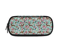 TOADDMOS Dachshund Floral Print Pencil Case Holder Stationery Pouch Office School Supplies for Kids Girls Boys