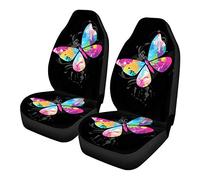 TOADDMOS Decorative Colorful Butterfly Print Car Seat Covers Front Seats Only for Women Ladies,Universal Fit for Car Truck Van and SUV Comfortable