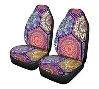 TOADDMOS Decorative Colorful Mandalas Patchwork Boho Flower Pattern Car Seat Covers Set of for 2 Front Seats,Auto Accessories Protectors Decor Universal Fit for Car Truck SUV