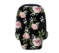 TOADDMOS Elegant Floral Print Carseat Covers for Baby Boys Girls,Stretchy Infant Car Seat Cover Multi Use Nursing Breastfeeding Covers,Shopping Cart/High Chair/Stroller Covers,Car Seat Canopies