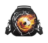 TOADDMOS Fire Football Lunch Bag Boys Insulated Lunch Box Container with Removable Shoulder Belt,Suitable for School Office Picnic