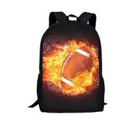 TOADDMOS Fire Rugby Print Kids Backpack for Boys Girls School Hiking Childrens Backpack Casual Daypack