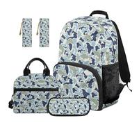 TOADDMOS Fish Camo Kids Backpack Set 5Pcs Cute School Backpack with Lunch Box Multifunctional Pencil Case 2 Piece Bookmark for Boys Girls