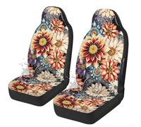 TOADDMOS Front Car Seat Covers Boho Mandala Mexican Dahlia Blossom Waterproof Seat Cover for Full Back and Seat Bucket Seat Covers,Automotive Accessories Interior Decoration,Pack of 2