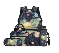 TOADDMOS Green Axolotl 4 Piece School Backpack Set with Lunch Bag Pen Bag Water Bottle Bag Carrier Large Capacity for Boys & Girls Elementary Middle School