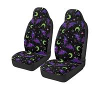 TOADDMOS Halloween Bat Autositzbedeckung Vordersitze nur, Moon Stars Flannel Sattel Decke Autositzbedeckungen Weiche Automobilsitzkissen Abdeckungen für Autos, LKW, SUVs