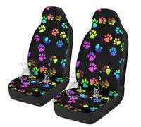 TOADDMOS Hippie Waterproof Front Seat Covers for Cars Colorful Dog Paw Print Soft Front Bucket Seat Cover Set of 2 Decorative Car Interior Accessories Compatible with SUV, Sedan