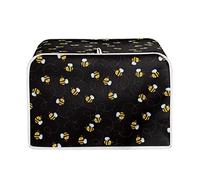 TOADDMOS Honey Bee Black Toaster Cover 2 Slice Small Kitchen Appliance Dust Covers,Dust and Fingerprint Protection