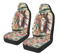 TOADDMOS Horse Car Seat Covers Nonslip Boho Floral Car Seat Covers for Front Seats Elastic Polyester Auto Interior Accessories All-Season Protection Suitable for Most Cars,SUV,Sedan