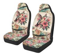 TOADDMOS Hummingbird Car Front Seat Covers Boho Flowers Stretch Polyester Fabric Cover Car Seat Covers Full Set of 2 Breathable Automotive Interior Seats Covers for Cars Sedans
