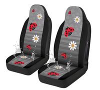 TOADDMOS Ladybug Daisy Front Seat Covers for Cars Waterproof Bucket Seat Covers Set of 2 Automotive Seat Cushion Covers Fit for Cars, Sedans, SUVs, Trucks, Vans,Airbag Compatible