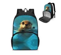 TOADDMOS Laptop Lunch Backpack for Women Girls Otter Print Travel Camping Picnic Work Bag Backpackw ith Cooler Bag Insulated All in One, Gifts