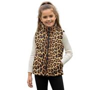 TOADDMOS Leopard Print Kids Zip Up Vest 9-10 Comfortable Boys Vests Lightweight Sleeveless Jackets Outerwear with Pockets Stand Collar Warm Lightweight Winter Coat with Pocket