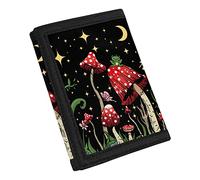 TOADDMOS Mushroom Frog Moon Stars Print Kids Wallet for Boys Girls Slim Trifold Canvas Wallets for School Travel