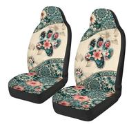 TOADDMOS Paw Car Seat Covers 2 Pcs Boho Floral Automobile Front Seat Covers Breathable Protection Interior Accessories Anti-Slip Back Fabric Compatible with Most Cars,SUV,Sedan