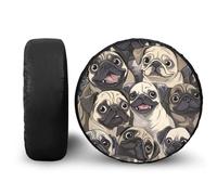 TOADDMOS Pug Dog Puzzle Print Spare Tire Cover Universal Wheel Protectors Camper Tire Covers for Trailer RV Travel Accessories