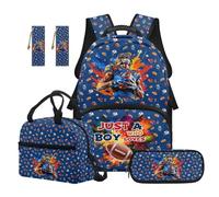 TOADDMOS Rugby Player Kids Backpack Set 5Pcs for Girls with Portable Lunch Box Multifunctional Pencil Case 2 Pcs Bookmark School Bag for Elementary High School