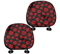 TOADDMOS Sexy Women Red Kiss Lips Auto Seat Headrest Covers,Car Truck SUV Van Head Rest Covers Universal Fit- Set of 2 Driver & Passanger,Washable