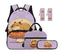 TOADDMOS Sleeping Capybara 5 Piece Kids Backpack Set with Lunch Bag Pencil Case 2 Pcs Bookmark Durable Bookbag for Elementary Middle High School