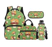 TOADDMOS Sleeping Cat School Backpack Set 4Pcs with Lunch Box Multifunctional Pencil Case Water Bottle Bag Suitable for Kids Teens Elementary Middle School