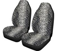 TOADDMOS Snow Sliver Grey Leopard Animal Print Front Seat Covers for Car Truck SUV,Universal Fit Bucket Seat Covers for Men Women,Auto Interior Accessories Decor