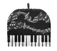 TOADDMOS Teapot Cozy Decorative Kettle Dust Cover Insulating Breakfast Pot Coffee Pot Teapot Cosy Dust Cover, White Music Notes