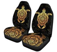 TOADDMOS Tribal Gold Sea Turtle Print 2 PCs Car Seat Covers Front Seat Only,Soft Comfortable Bucket Seats Protectors Car Accessories Universal Fit for Cars SUV Truck