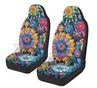 TOADDMOS Waterproof Front Seat Covers for Cars Boho Mandala Floral Blossom Automotive Seat Cushion Covers Front Bucket Seat Cover,2 Piece Set,Airbag Compatible